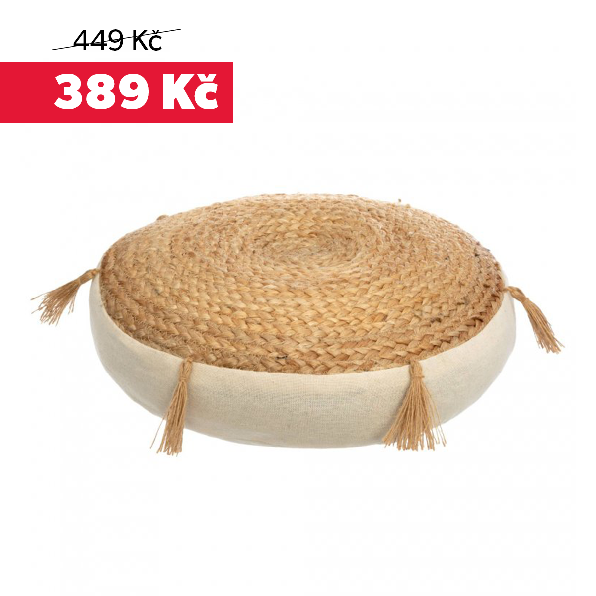 Polštář na sezení na podlaze RITUAL, O 38 cm, juta